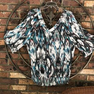 American Rag abstract southwestern style top sz 2X